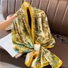 Luxury scarf women's temperament fashion shawl sunscreen new silk scarf long large size printing travel