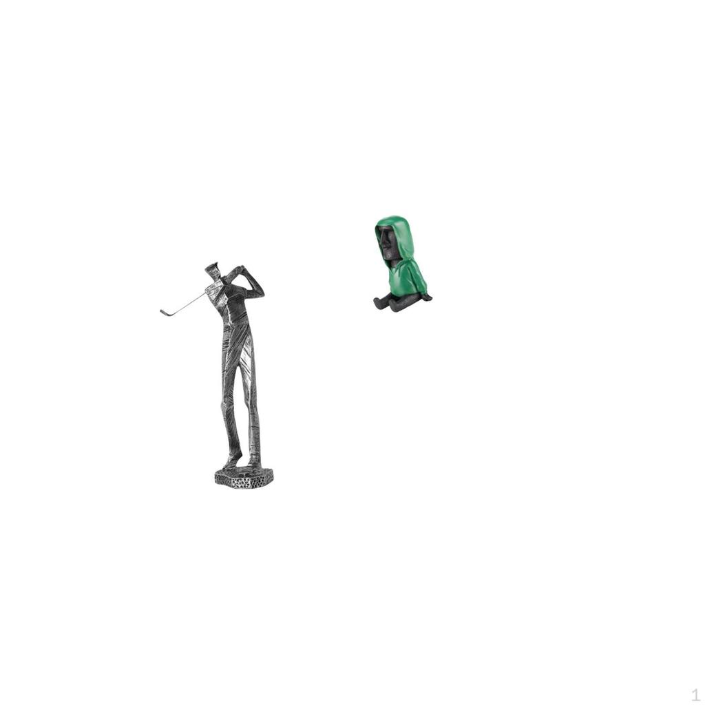 Modern Golfing Moai Resin Figurine Sculpture for Golf Lover Shelf Decor Antique Portrait Ahu