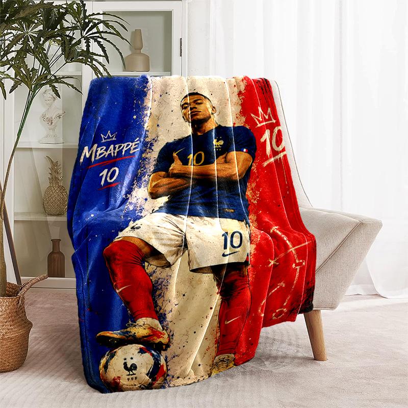 1pc Blanket - Kylian Mbappé Print Design, Lightweight Blanket for Sofa, Bed- Soft &Warm, Gift for All Seasons