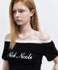 Nigaennikol Off-Shoulder Frill Crop Top_Black