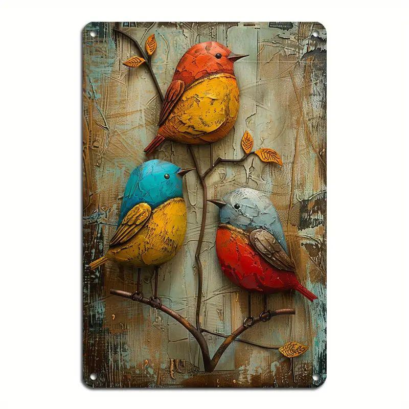 Metal Tin Poster Pastoral Birds Metal Tin Signs Posters Plate Wall Decor for Bars Restaurant Cafe Clubs Retro Posters Plaque