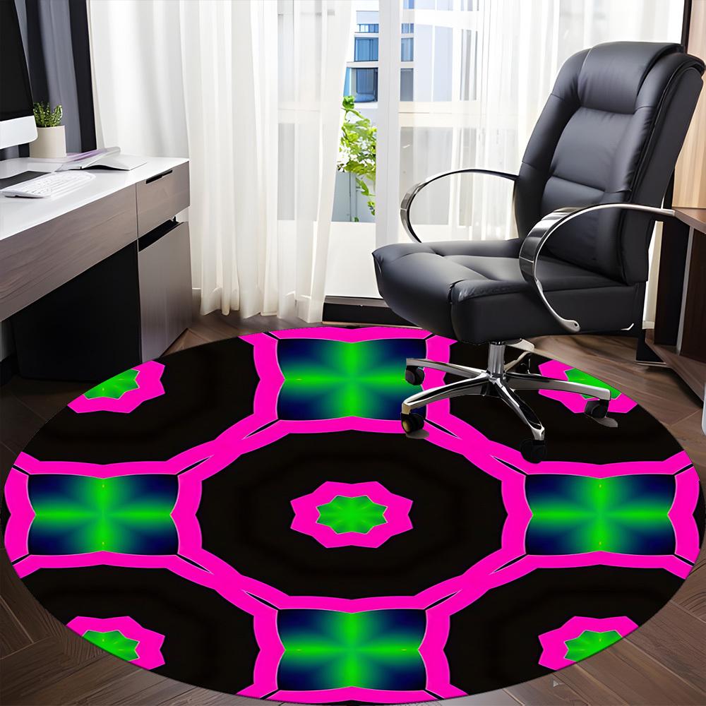 1pc Kaleidoscope Pattern Carpet, Round Non Slip Durable Large Size Office Carpet, Suitable for Office