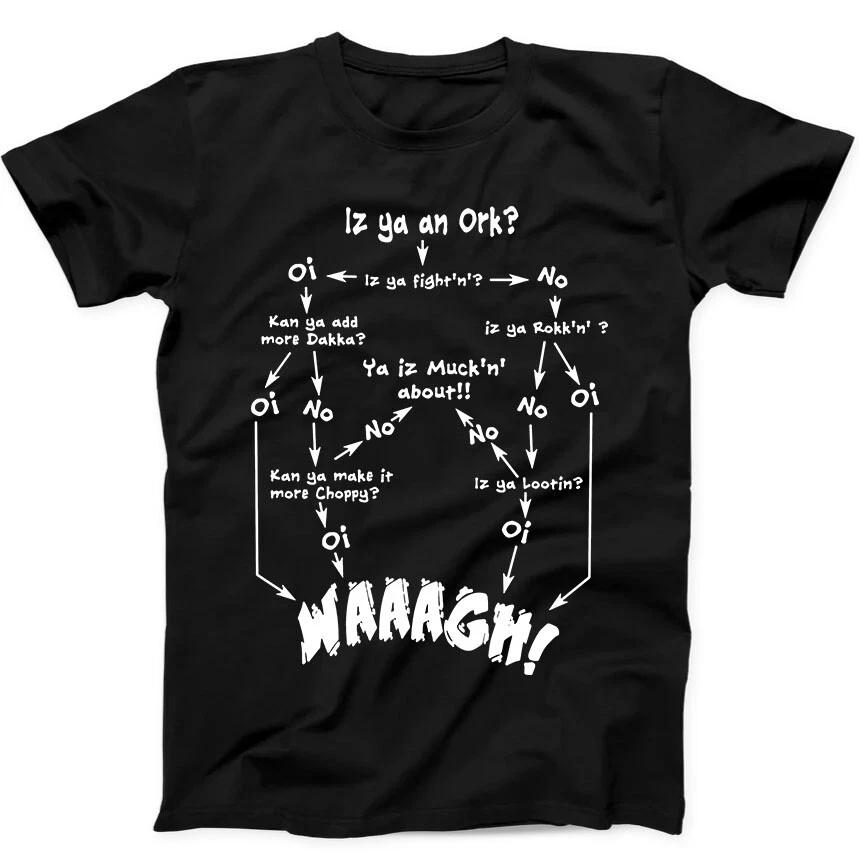 

Ork Flow Chart Waagh Decision Decishun Fingy Funny Gift Tee Black T Shirt 126 S