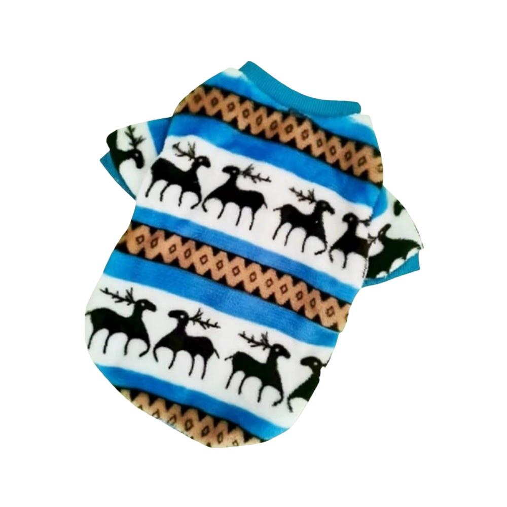 Elk Pattern Plush Dog Vest Coral Velvet Pupy Hoodie Costume For Small Medium Dog