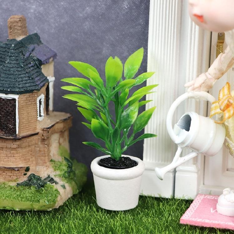 Green Potted Tree Artificial Foliage Miniature For Miniature Dollhouses Decorative Setup Photo Props