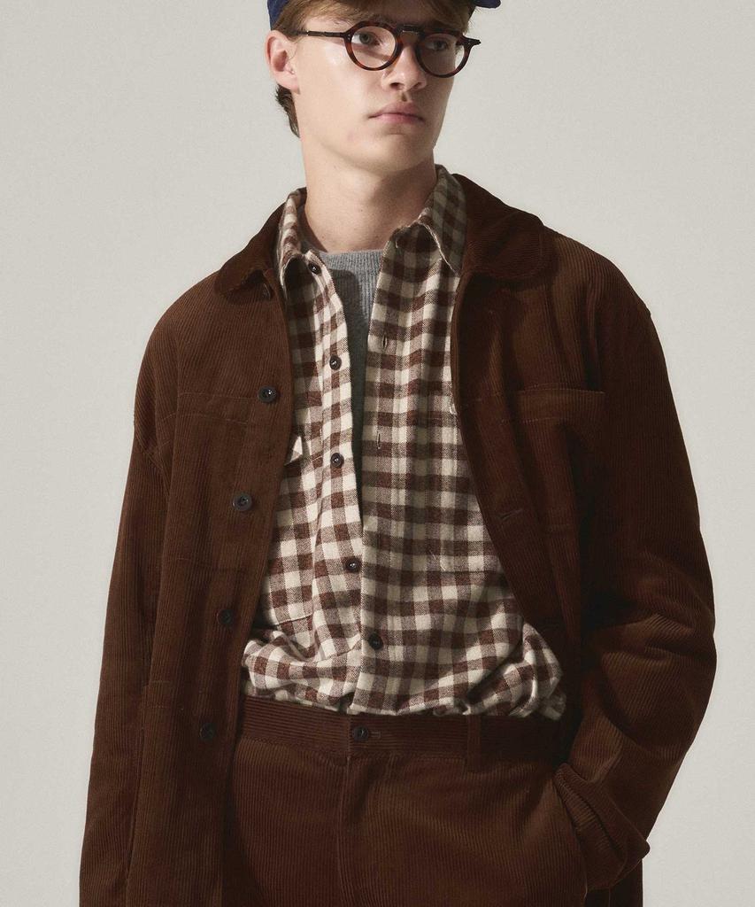 RISE&BELOW Gingham Check Flannel Utility Overshirt Brown Gingham