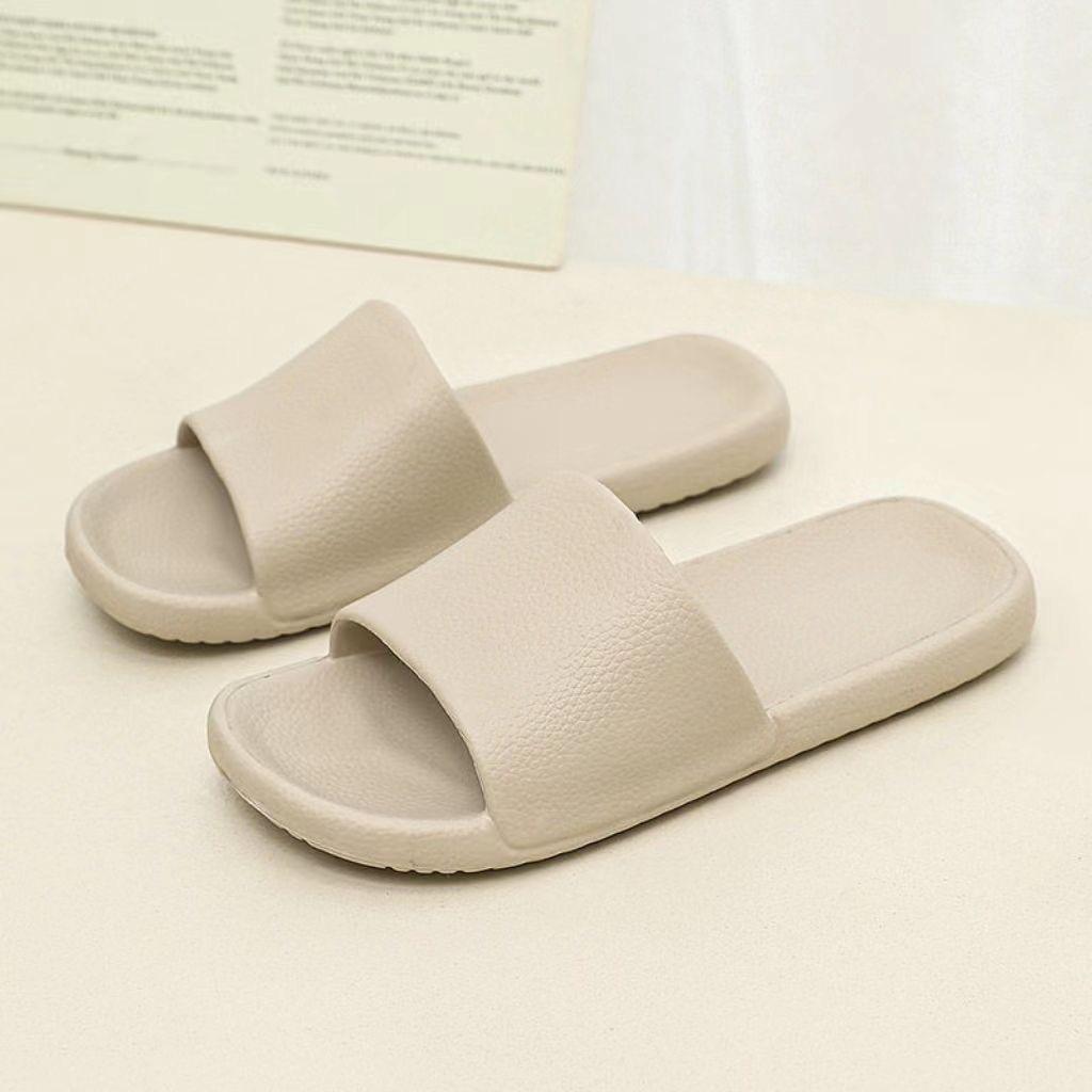 Leather pattern cool slippers thick bottom men's and women's home non-slip bathroom non-smelly feet home indoor summer