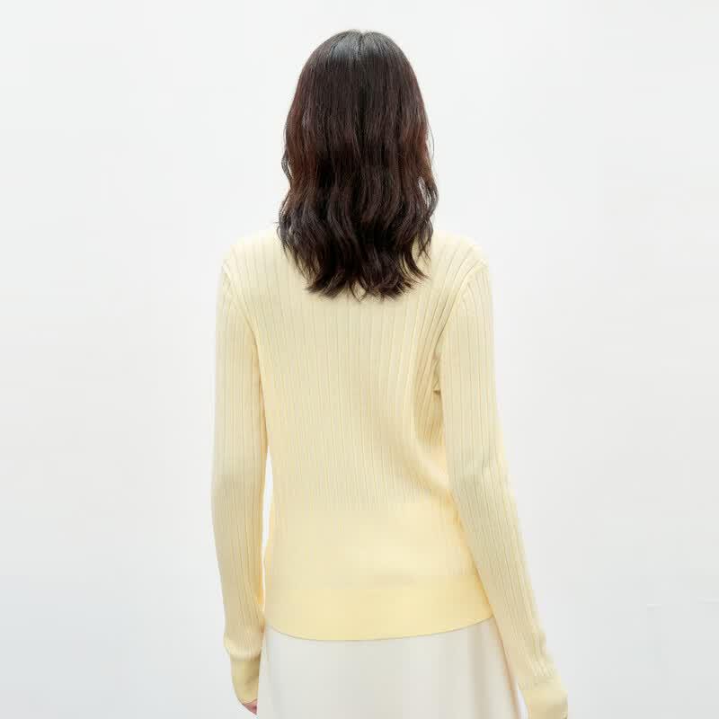 Women's Ribbed V-Neck Knit Cardigan