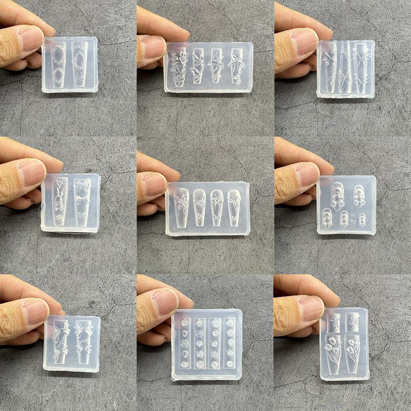 Transparente Silikon Nagelkunstform Exquisite Handgefertigte Schmetterlingsschleife Blume 3D Nagelkunstzubehör DIY Kreative Nagelkunstform Geschenk