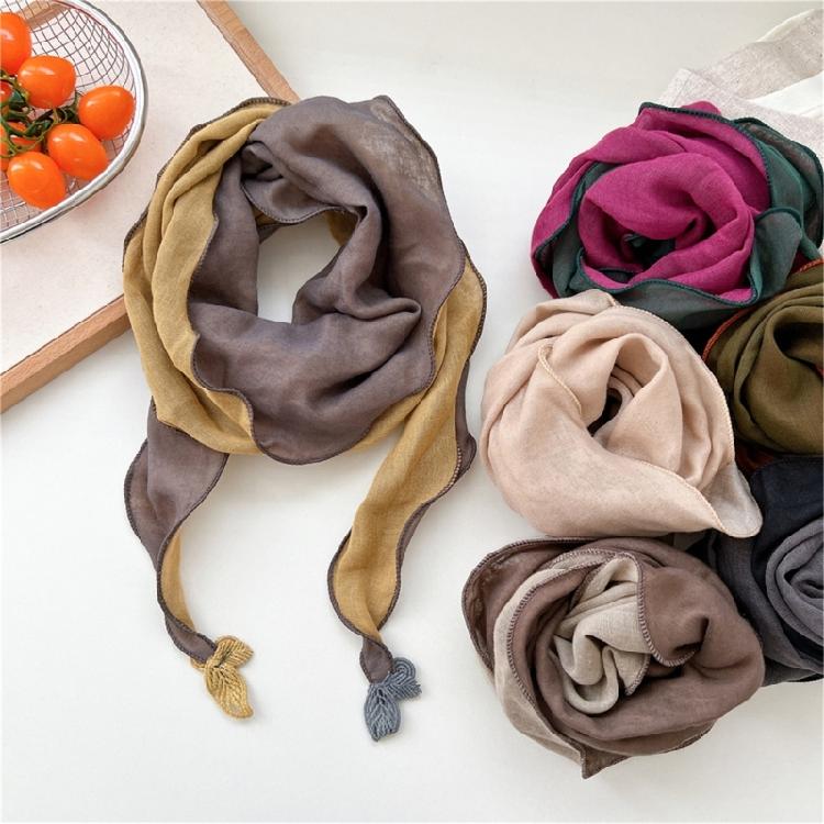 Stylish Cotton Linen Scarf Bandana for Women Double Layer Design Cold Weather Protections Stylish Headscarf Accessory