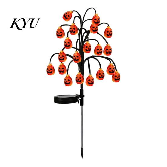 Outdoor Ambient Illumination Solar Pumpkin Stake Lights, LED Glowing Garden Light, Halloween Auto Sensing Lawn Lamps Yard Lantern, IP65 Waterproof