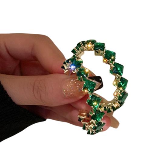 

1 пара женских серег-колец с блестящими стразами, круглые роскошные женские серьги для подарка 1 зелёный