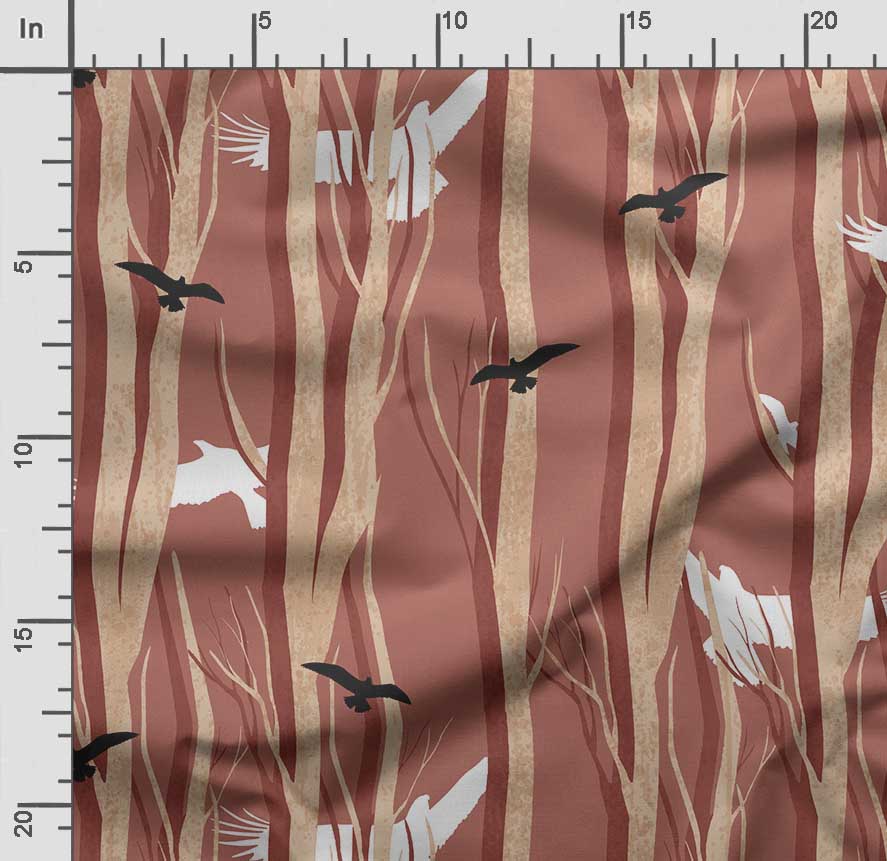 Soimoi Potisk ptáků s listy, Bavlna Cambric, Prošívaná látka prodávaná The Yard 42 palců široká, bavlněná látka střední gramáže, Šicí potřeby,