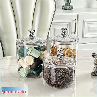 Round Airtight Food-Grade Storage Jar with Lid for Snacks, Coffee, and Tea - Transparent, Moisture-Proof, Kitchen Organization.