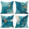 4pcs Blue-Green Golden Abstract Art Style Pillow Covers, Flowing Marble Texture Patterns, Minimalist Home Decor Cushion Cases, 3 Sizes Available, Zipp