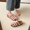 Mori Comfortable Matte Soft Leather Soft Sole Pig Cage Shoes Baotou Sandals Half Drag 2025 Summer Vacation Seaside Women's Shoes