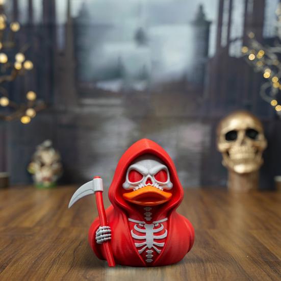 Scythe Skeleton Duck Figurine Resin Gothic Duck Ornament Skeleton Duck Collectible Statue for Halloween Decor Home Office Desk