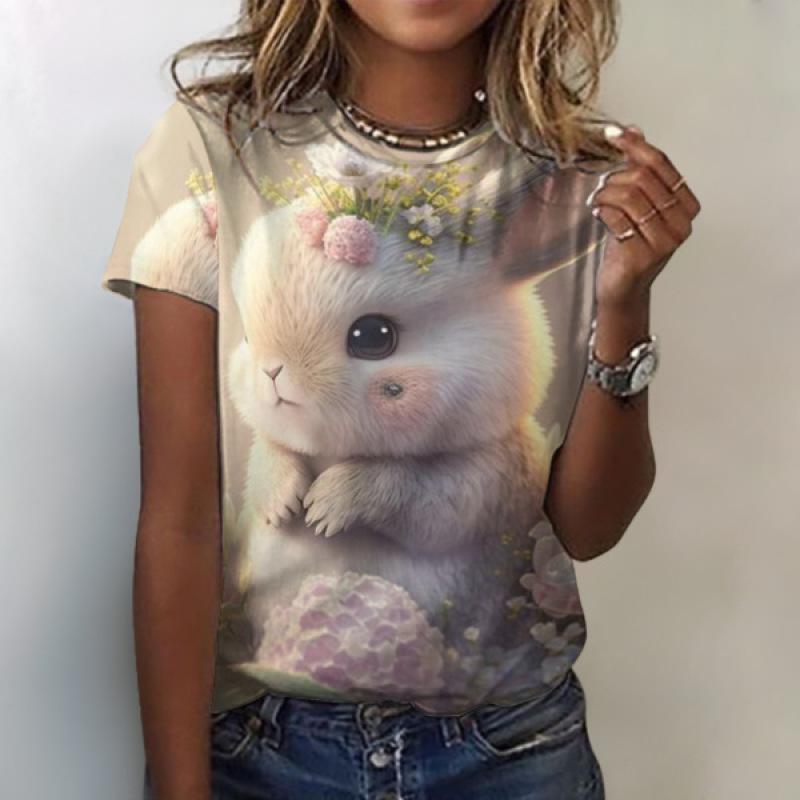 Женская футболка с 3D принтом кота и летним элементом — фото 7