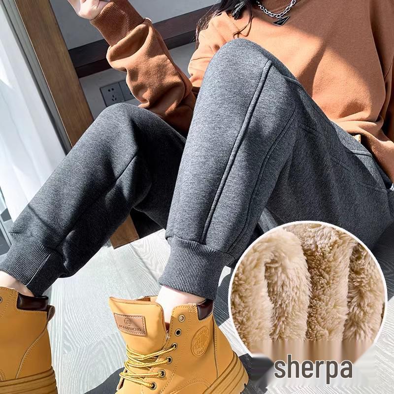 Plus Size Women's Thick Velvet Fleece Sweatpants - Winter Warm, Casual Sports Pants (Up to 200 Jin)
