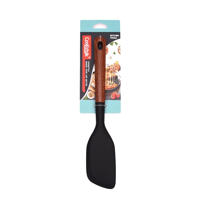 Multi-Color Silicone Wooden Handle Kitchenware Set Non Stick Pot Spatula And Spoon Cooking Utensils, Heat-Resistant