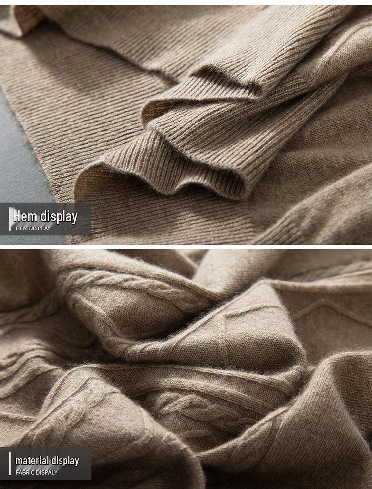 Men's Cashmere Half-High Neck Long Sleeve Knit Sweater - Warm, Business Casual, Plus Size Available