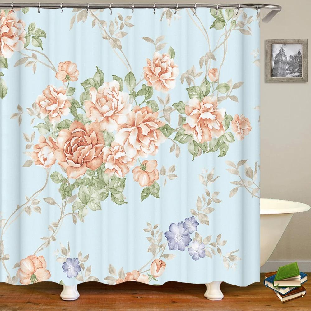 Schöner Löwenzahnblumen-Druck Duschvorhang Polyester wasserdichter Vorhang mit Haken Badezimmervorhang Heimdekoration