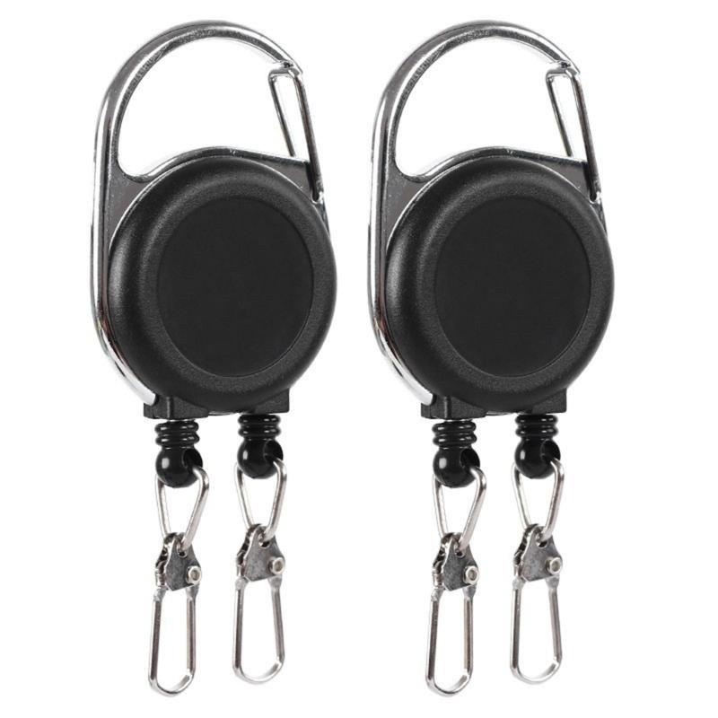 Double Headed Keychain Heavy Duty Retractable Badge Reels-Retractable Keyring with Reel Cord Anti-lost Keys Card-Holder