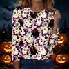Women's Halloween Print Pullover Sweatshirt Crew Neck Long Sleeve Casual Loose Fit Top for Fall and Winter