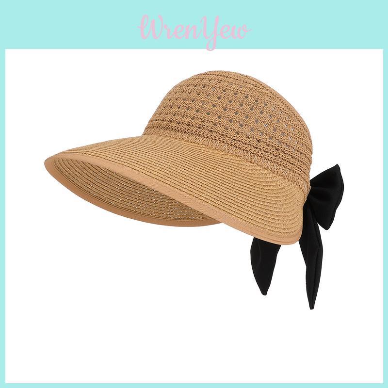 Summer Straw Sun Hat For Women With Large Brim Breathable Folding Sun Protection Casual Outdoor
