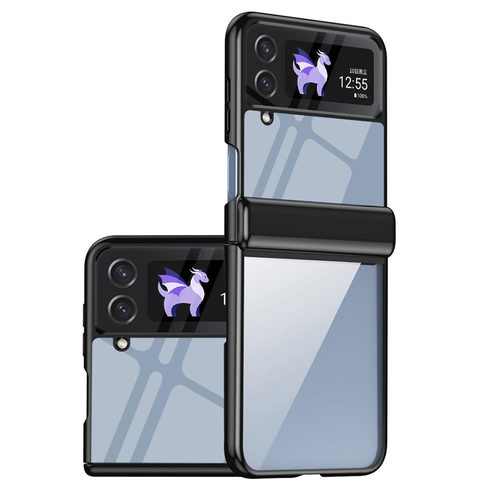 

For Samsung Galaxy Z Flip3 5G Case Electroplating Transparent PC Phone Cover with Hinge A
