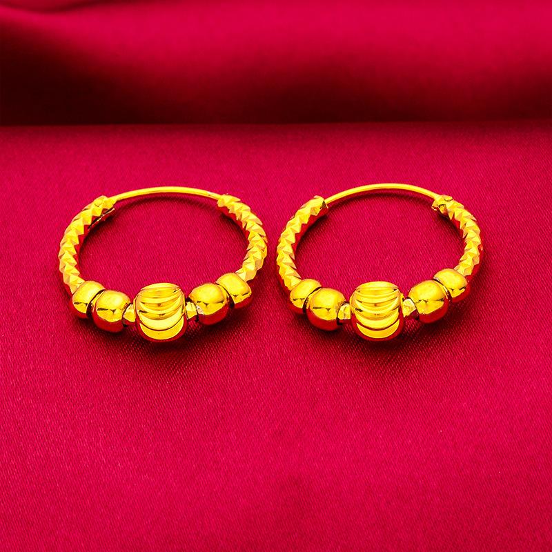 Gold Color Lucky Beads Earrings For Wome Wedding Birthday Ear Charms Fine Jewelry Gifts
