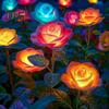 4Pcs Solar Powered Rose Lamp High Efficiency LED Waterproof Outdoor Garden Stake Light with 3D Rose Design