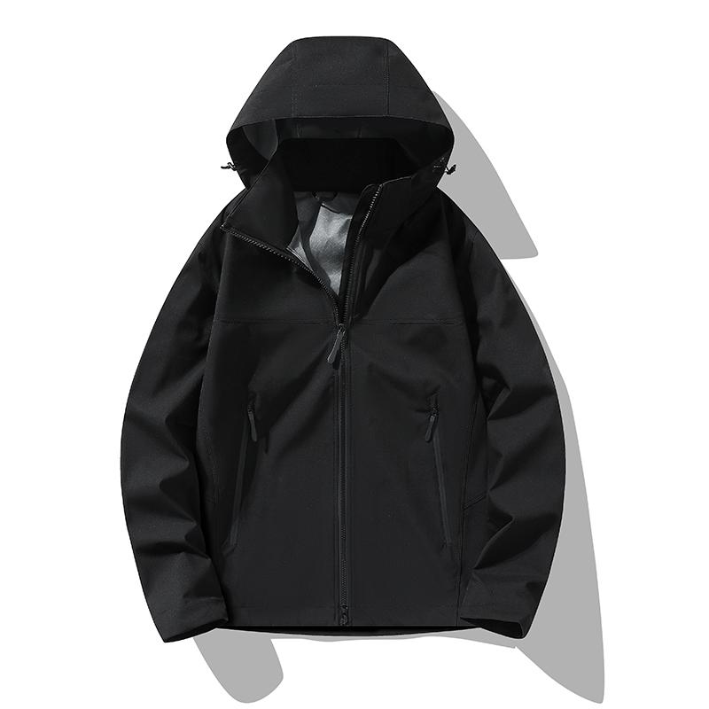 Unisex Spring Breathable Windproof Waterproof Jacket Removable Hood Stand Collar Thin Lightweight Hard Shell Outdoor Climbing Coat
