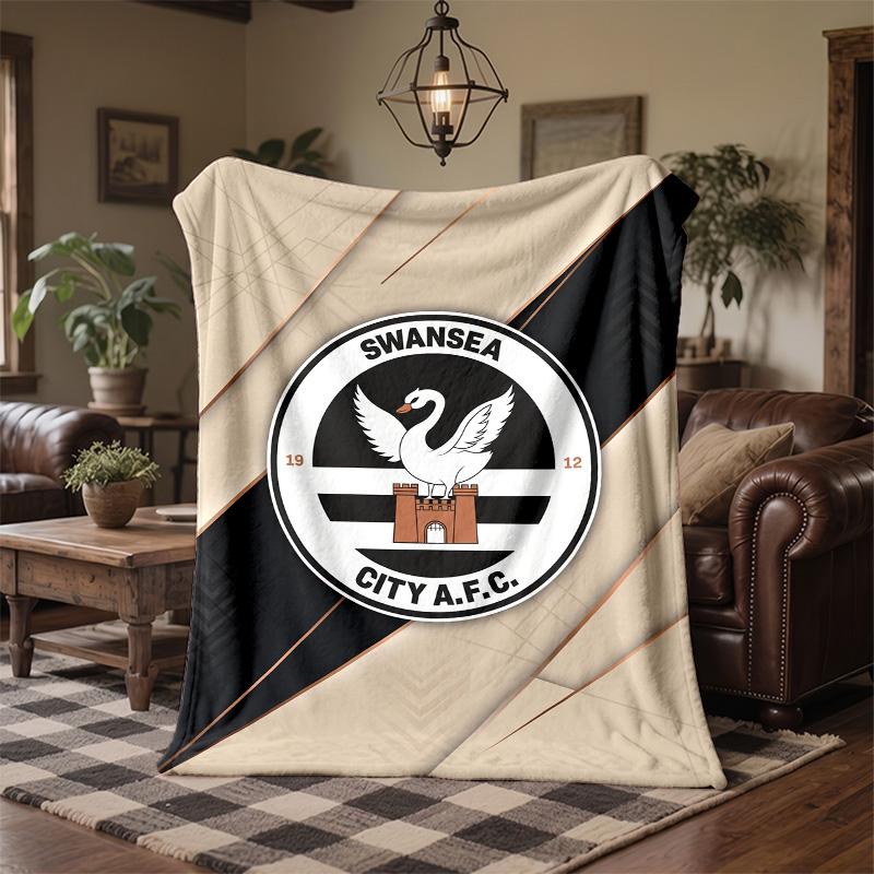 Coperta in Pile a Tema Swansea City Morbida e Accogliente in Peluche per Camera da Letto Divano Viaggio