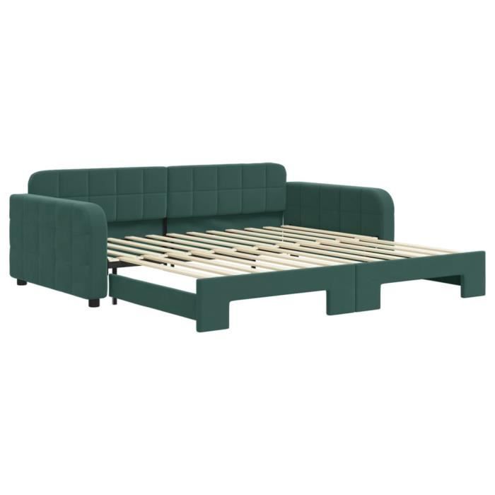 VidaXL Daybed with Pull-out Bed Dark Green 100x200 Cm Velvet 3196938