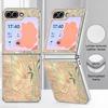 Ins Butterfly Flowers Case For Samsung Galaxy Z FlIP 7 FE 6 5 Z Flip7 Flip6 Flip5 Luxury Plating PC+PU Leather Hybrid Folding Phone Cover