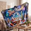 Christmas Custom Name Printed Flannel Blanket Warm Comfort Bed Throw Home Decor Holiday Gift
