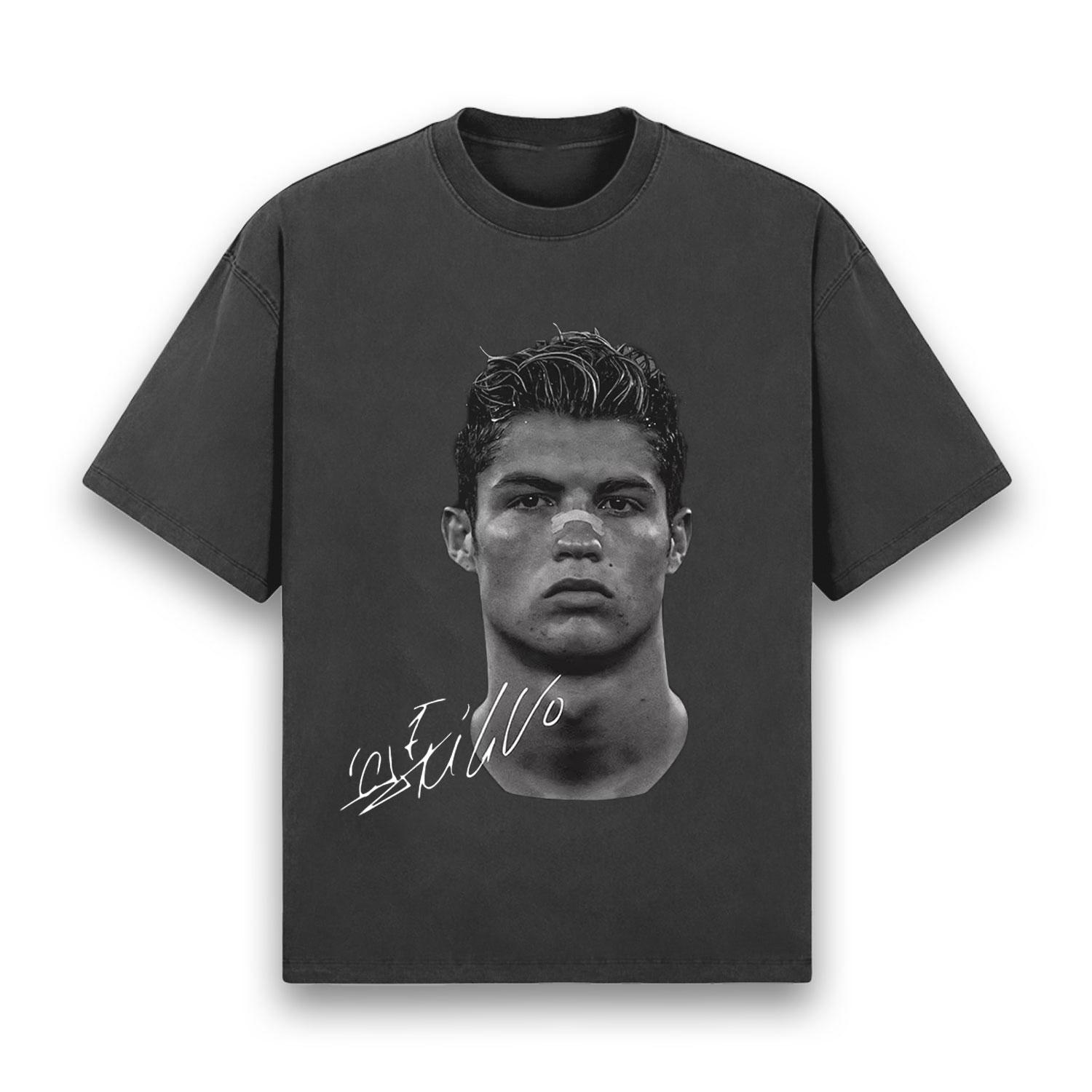 Классическая футболка с большим лицом Криштиану Роналду Мужская Женская Оверсайз Y2k Уличная С коротким рукавом Хлопок Тяжелый Высокое качество Женская Мужская одежда 4XL