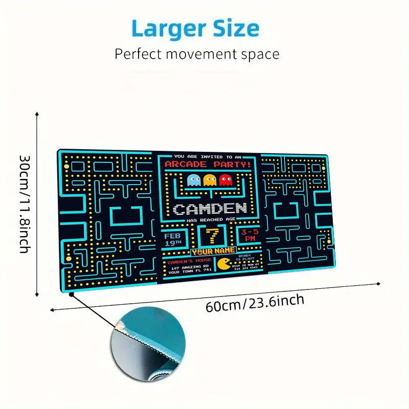 Pac-Man Custom Name Large Size Mouse Pad Large Gaming Table Cushion Non-slip Laptop Tablet Big Mousepad XXL Mat Mini PC Playmat With Lock Edge