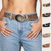 PU Leather Leopard Print Waistband Spicy Girl Men Belt Vintage Y2K Belt Male