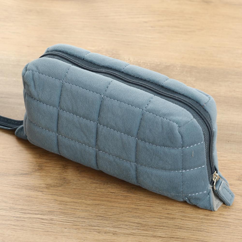 

Pillow Shape Pencil Case Multifunction Quilted Creative Pencil Box Large Capacity Makeup Organizer Bag Cotton Makeup Storage Bag светло-синий