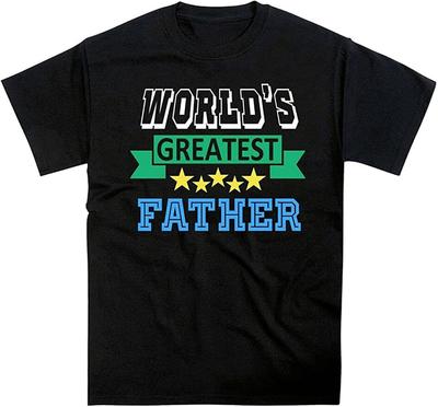 Men's Worlds Greatest Father T Shirt Birthday Christmas Cotton Short Sleeve Shirt