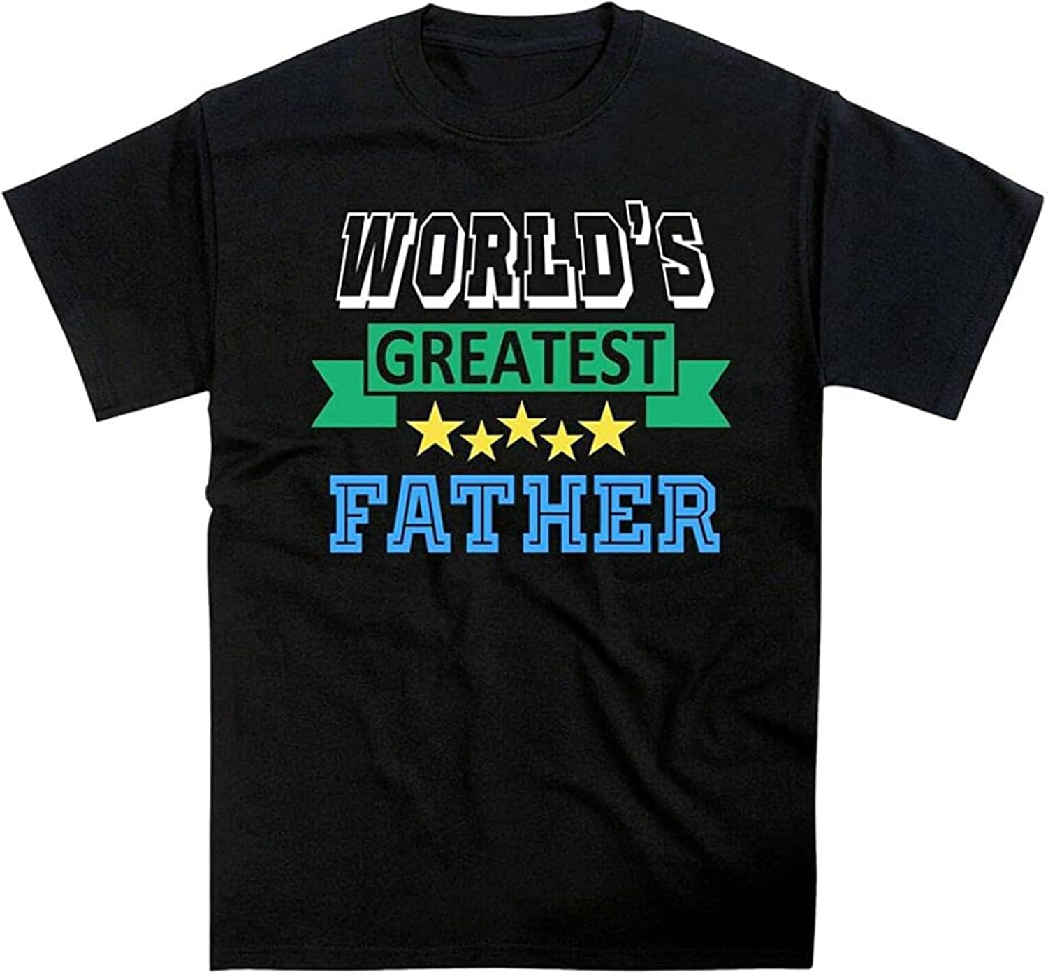 Men s Worlds Greatest Father T Shirt (Birthday Christmas Cotton Short Sleeve Shirt Black XL
