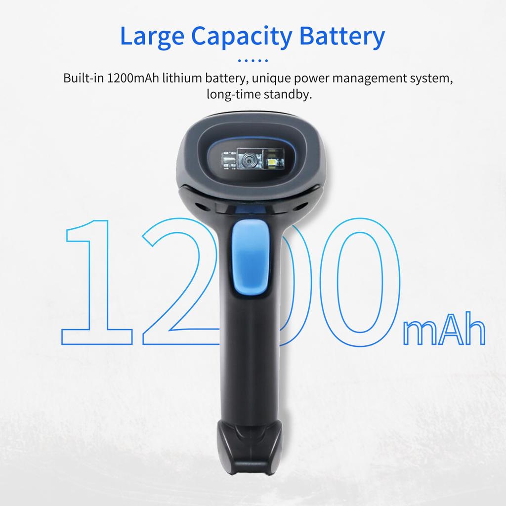 Handheld Bar  Scanner Dual Connection Mode 2.4G Wireless and USB Bar  Reader 1DCelsius2DCelsiusQR Scanner for Retail Warehouse Logistics