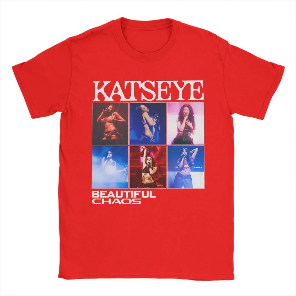 KATSEYE K-pop Girl Group "Beautiful Chaos" Stage Photo Grid Print T-Shirt | Unisex Cotton Casual Short Sleeve Concert Merch Top