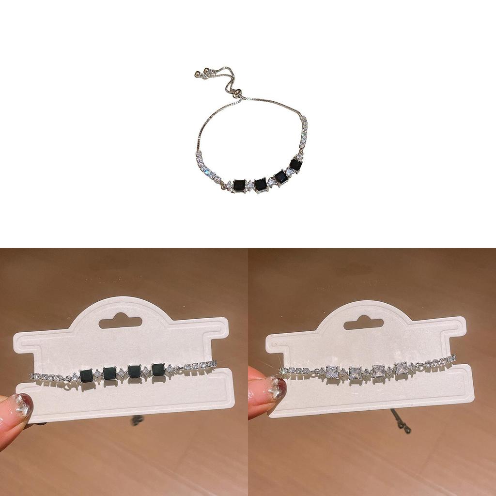 Geometric Zircon Square Adjustable Bracelet For Women With Elegant Jewelry Style