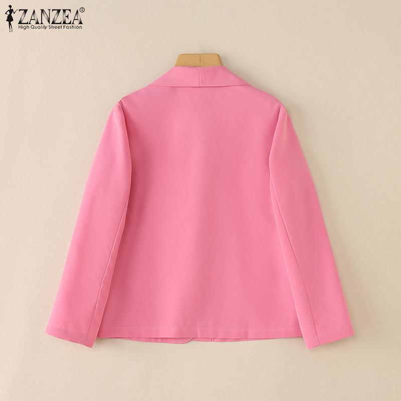 ZANZEA Women Turn Down Collar Loose Casual Long Sleeve Cardigan Blouse