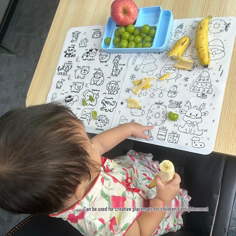 Festive Silicone Graffiti Drawing Placemat: Customizable, Washable & Heat Resistant