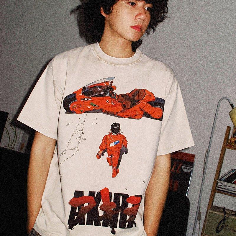 Akira Anime Men's Short-Sleeve T-Shirt Printed T-Shirt Street Style Retro Summer Casual Top Japanese Comic Style Y2K Clothing