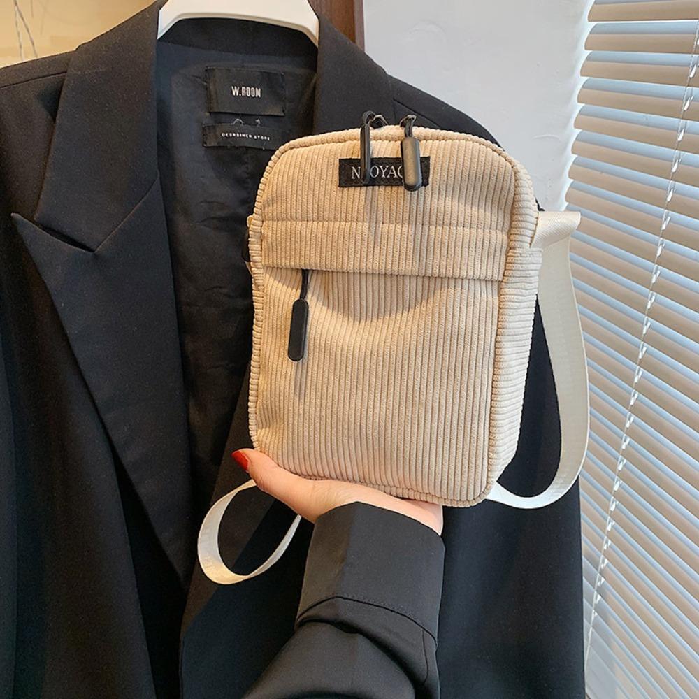 Corduroy Women's Crossbody Bag Casual Sports Student Mobile Phone Small Shoulder Bag Solid Color Female Handbag Fashion New